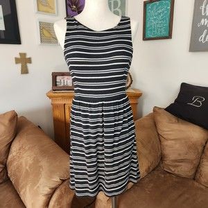 Gap Black White Stripe Textured Dress Size XS